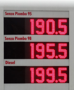 Benzinpreis an der Schweizer Autobahn bei Bellinzona 