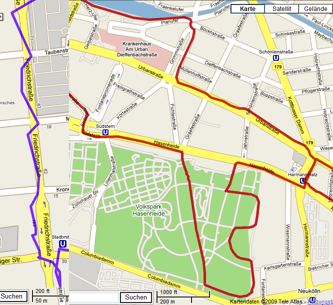 Track im Stadtplan