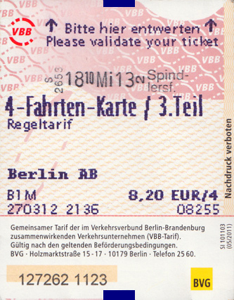 Fahrkarte S-Bahn, Berlin